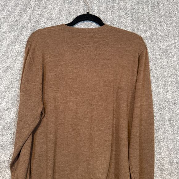 Polo Ralph Lauren Sweater Mens Medium Brown Crewneck Wool Knit Red Pony Pullover - Picture 4 of 10